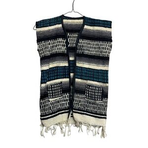 Vintage Chimayo Style Mexican Wool Blanket Vest Southwest Boho Western Unisex